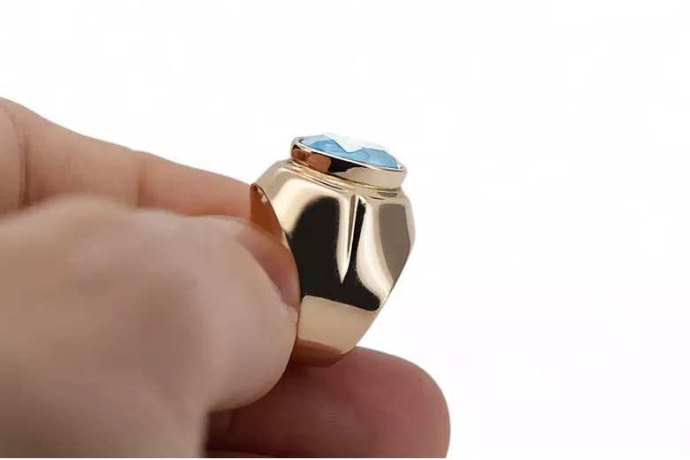 Aquamarine Original Vintage 14K Rose Gold Ring Vintage style vrc296r
